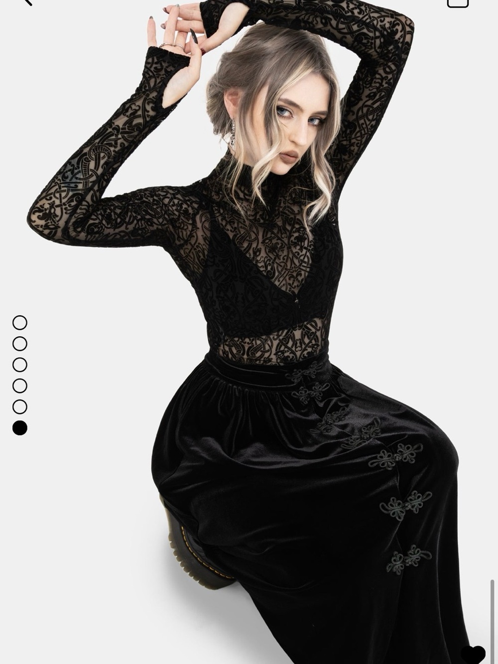 Disturbia Nova Velour Frog Closure Midi Skirt New With Tags Size 14 - Picture 6 of 7